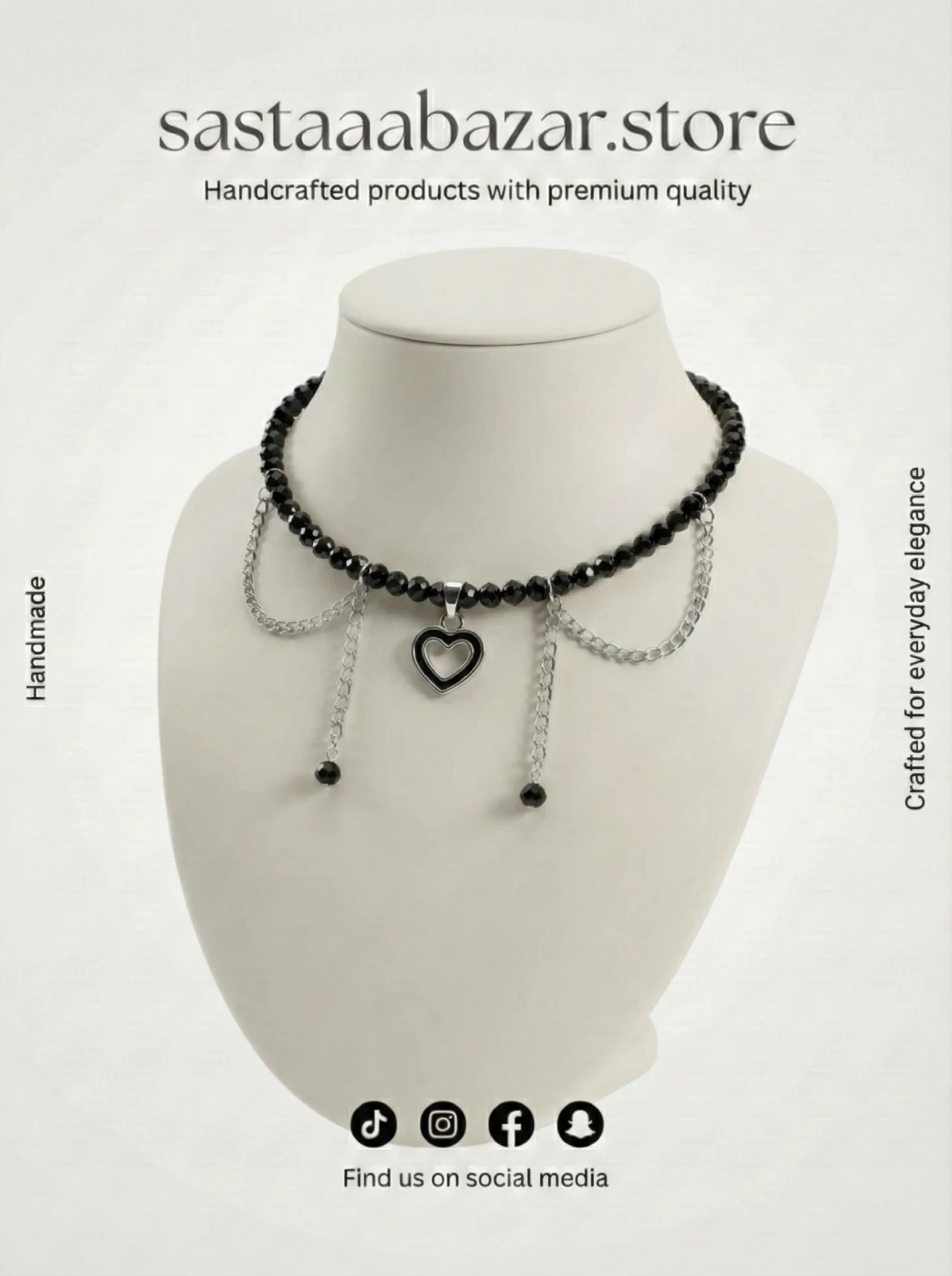 Gothic Heart Chain Choker Necklace